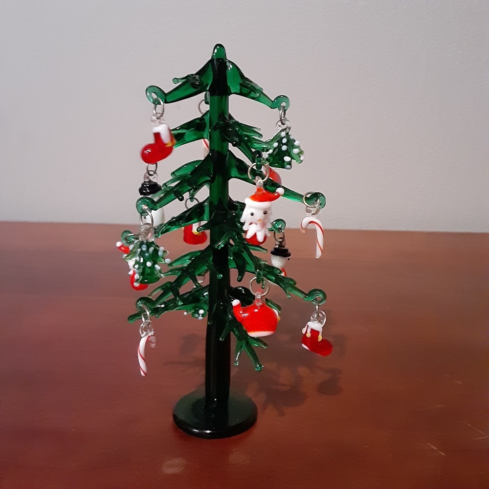 Hand blown miniature glass Christmas Tree
